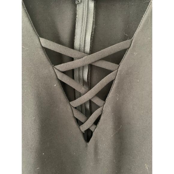 Revolve Amanda Uprichard Black Deep Lattice V Long Sleeve Mini Dress Medium - Picture 3 of 11